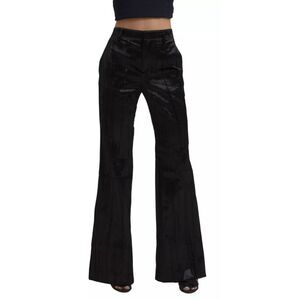 Dsquared² Black Viscose Super Flare High Waist Women's Pants